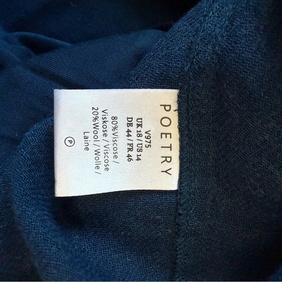 Poetry Wool Blend Smocked Midi Dress US 14 NWOT - Picture 9 of 9